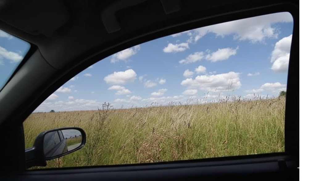 Comparación antes y después de Smart Tint en auto